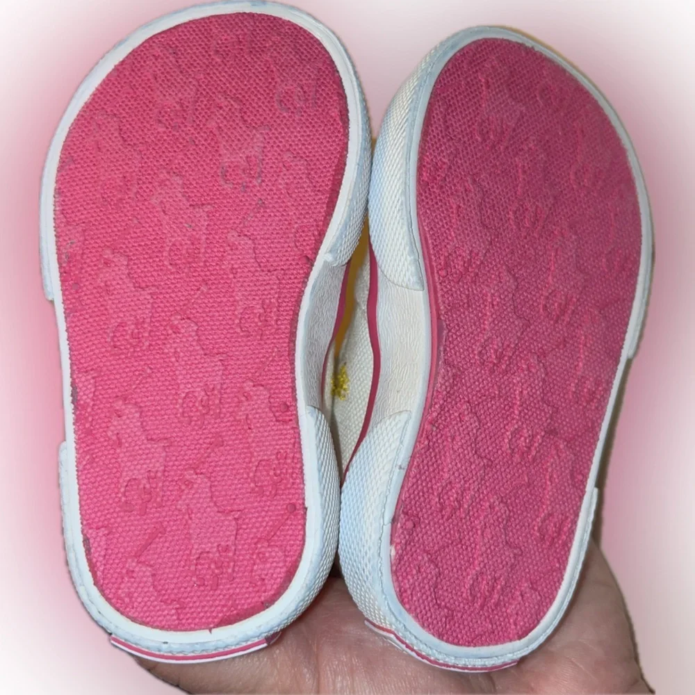 Polo Ralph Lauren Toddler White Canvas Slip-On Sneakers Colorful Pony Logos 3